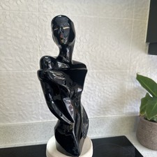 Modernist Art Deco "Lindsey B Balkweill Style" Woman Female Black Porcelain Bust