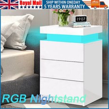 Nightstand White RGB Cabinet