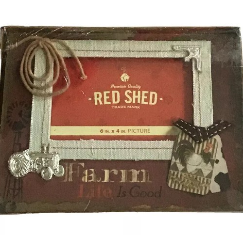 Red shed photo frame - red, 6”x