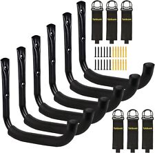 Tahikem 6 Set Garage Hooks, Utility Ladder Hooks 9 Inch / 23cm Long, Black Garag
