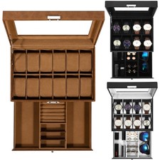 8/12/20 Grids Watch Display Storage Box Double Jewelry Collection Case for Gifts