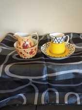 Tuscan China Jug With Saucer, Jug And Small Bowl 1900, 6cms Tall