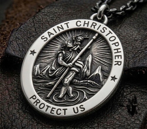 Silver saint christopher chain - saint,