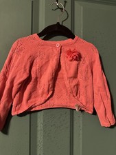 Monsoon Girls Age 2-3 Years Pink Knit Shrug Cardigan Corsage Cute