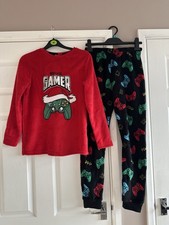 Boys Fleecy Red Gamer Gaming Christmas Pyjamas 11 - 12 Years