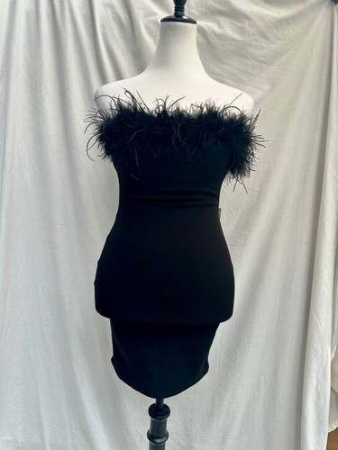 Women black bardot feather - black,