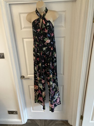 Lipsy black floral jumpsuit - black,