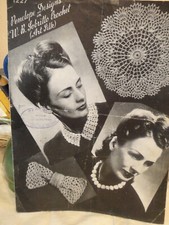 vintage crochet pattrns (2) for accessories  circa 1940s  gd with minor creasing