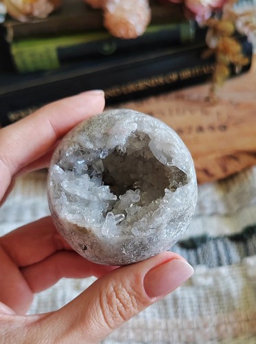 Pale gemmy celestite sphere - gemmy,