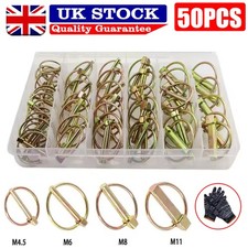 50pcs Lynch Pin Set Safety Linch Clip Fit Trailers Tractor Truck Mowers 4mm~11mm