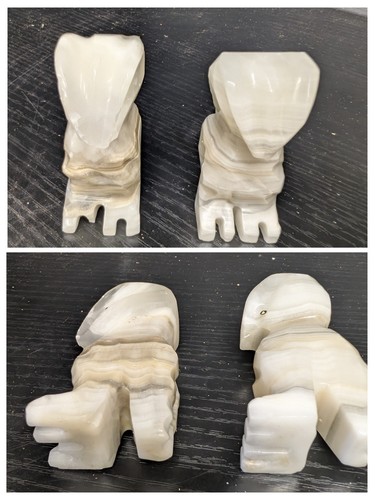 Pair hand carved white onyx - pair, hand-carved
