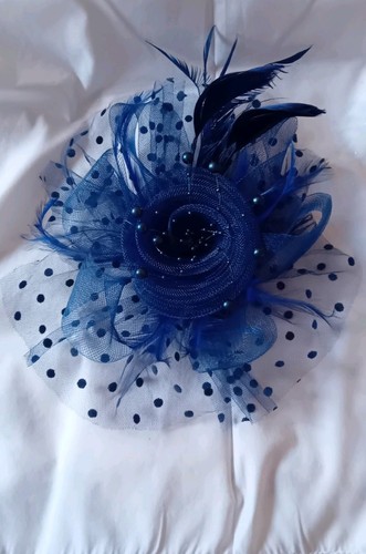 Navy blue wedding - blue, fascinator