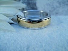 Spinning Spinner Silver Ring UK Size L-M Featuring Gold Plated Centre