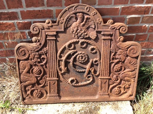 Vintage cast iron fire back - vintage,