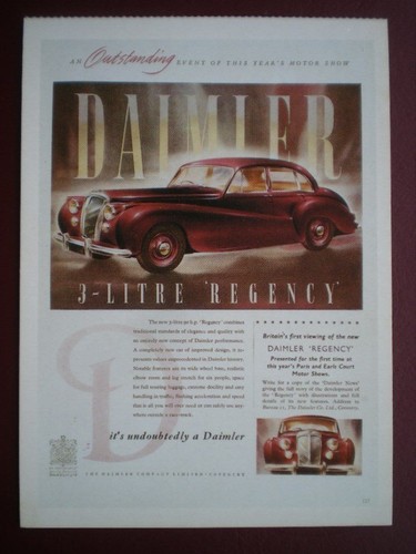 Postcard car 1951 daimler - car,