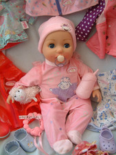 Zapf Baby Annabell  17" doll - working + lots of clothes + dummy & bottle
