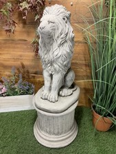 STONE GARDEN LION STATUE ON