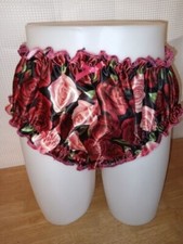 SISSY~MAIDS~ADULT BABY~UNISEX~TV/CD FABULOUS JAPANESE ROSE SATIN RUFFLE PANTIES