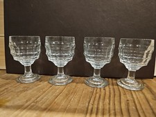 Vintage Jacobean Moulded Glass Sherry/ Port Glasses, Set Of 4