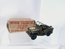 Vintage Triang Minic Tinplate Clockwork Jeep Working Boxed