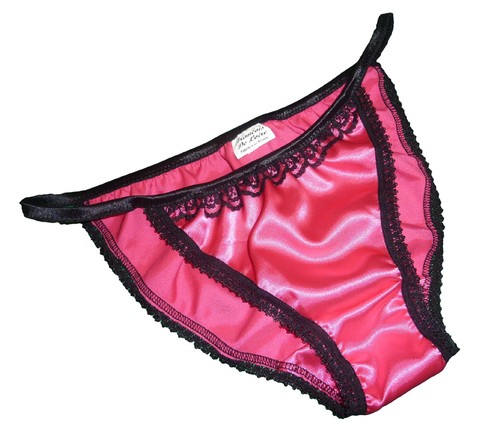 Shiny satin lace tanga panties - shiny,