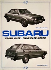 Subaru  1800 GLF Saloon / 1600 DL Estate Brochure c.1983
