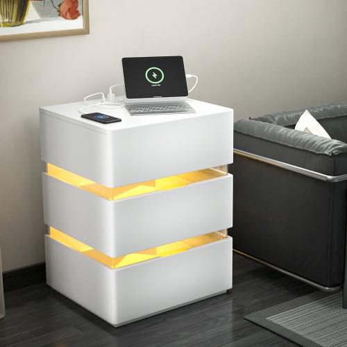 Wooden bedside table - table, cabinets