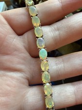 Yellow Opal and Silver Tennis Bracelet