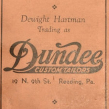 1945 Dundee Custom Tailors Clothing Purchase Saving Plan Reading Pennsylvania