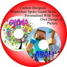 Wheelchair Spoke Guard STICKERS Personalized with your own picture or design
