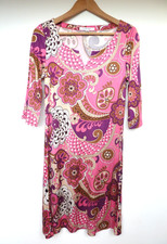 L K BENNETT pink cream beige SILK PAISLEY FLORAL dress kaftan tunic Size 10