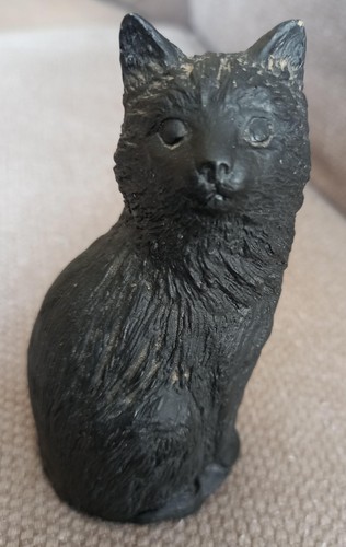 Black cat figurine - cat, coal