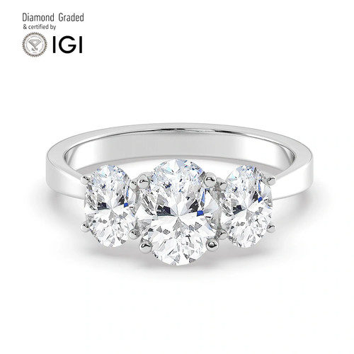 Oval diamond trilogy ring - trilogy,