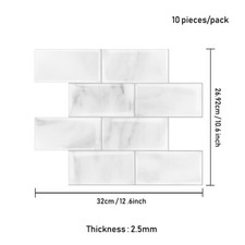 10pcs 3D Effect Mosaic Tile Sheets Self Adhesive Kitchen Bathroom Wall Decor