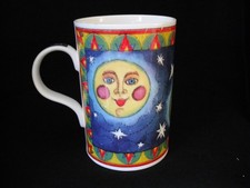 Vintage Wren Celestial TIME  Sun & Moon Bone China Mug  By Helen Penton-Voak