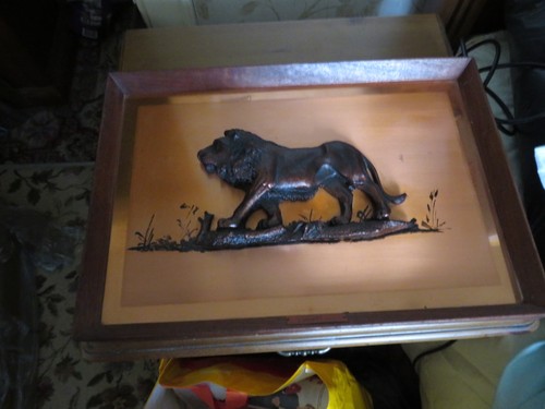 Vintage male lion - lion, framed