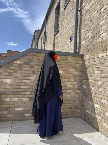 Black layered chiffon khimar - layered,