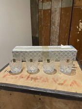 Genuine Hand Cut Lead Bohemian Crystal Whiskey Glasses Boxed Poland Set Of 4