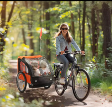 Foldable Kids Bike Trailer/Stroller/Buggy/Rain UV Protection/Double Seat/2 Kids