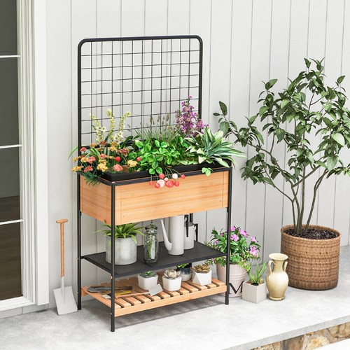 Elevated wood planter box - wood,