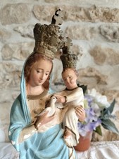 Madonna Virgin Mary & Jesus Religious Chalkware Figurine Vintage French Statue