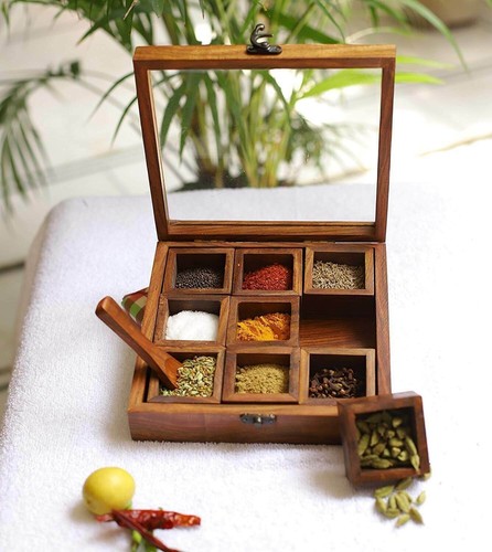 Wooden spice box storage - wooden, box//storage