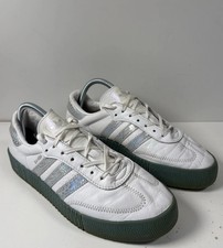Adidas Sambarose Trainers Womens UK 7 White Leather Wedge Sole
