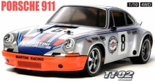 Tamiya 58571 Porsche 911 Carrera TT-02 4WD RC Car DEAL BUNDLE w/ Radio, Bat, Cgr