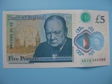 AK10 360396 New £5 Five Pound Note Plastic Polymer Uncirculated Sought After