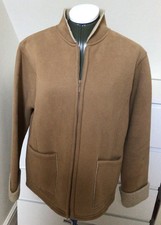 EWM Pure Classic Sand Faux Sheepskin Look Zip Up Fleece Jacket Coat Size M 14/16