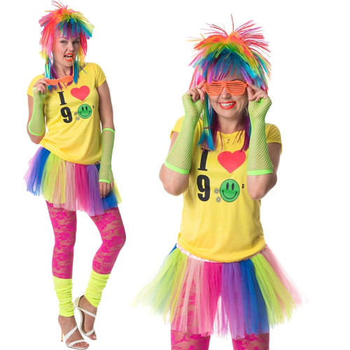 90s neon rave costume - rave, women