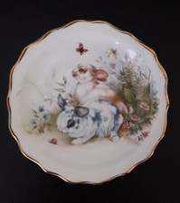 Vintage.Heritage Regency English.Decorative Dish,Bone China.Rabbits in Flowers 