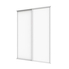 4 Matt White Sliding Wardrobe Doors in White Frame & Tracks - Width 119cm-449cm