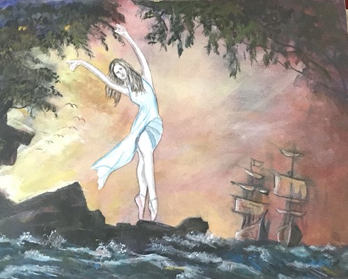 Woman dancing sea - woman,